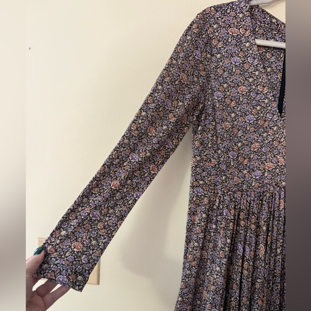 Rebecca Taylor Floral Full Skirt Boho Dress, size 8, soft,  3/4 sleeves - Picture 4 of 10